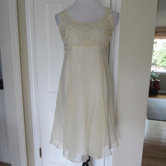 ADRIANNA PAPELL Evening Mini Sleeveless Faux Pearl Sequin Dress – Sz 6 - Picture 1 of 8